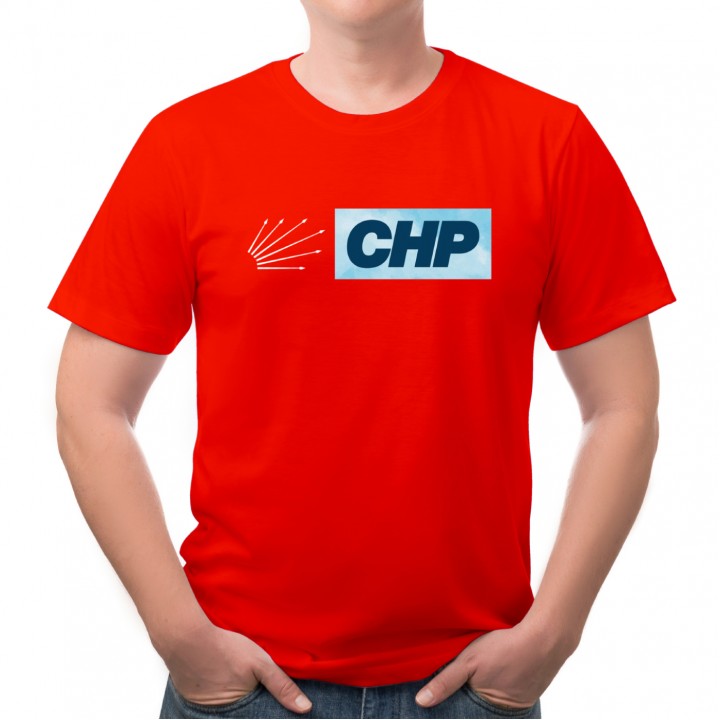 CHP Logolu Beyaz Bisiklet Yaka %100 Pamuk T-Shirt 30/1 Suprem Kısa Kollu Promosyon Model
